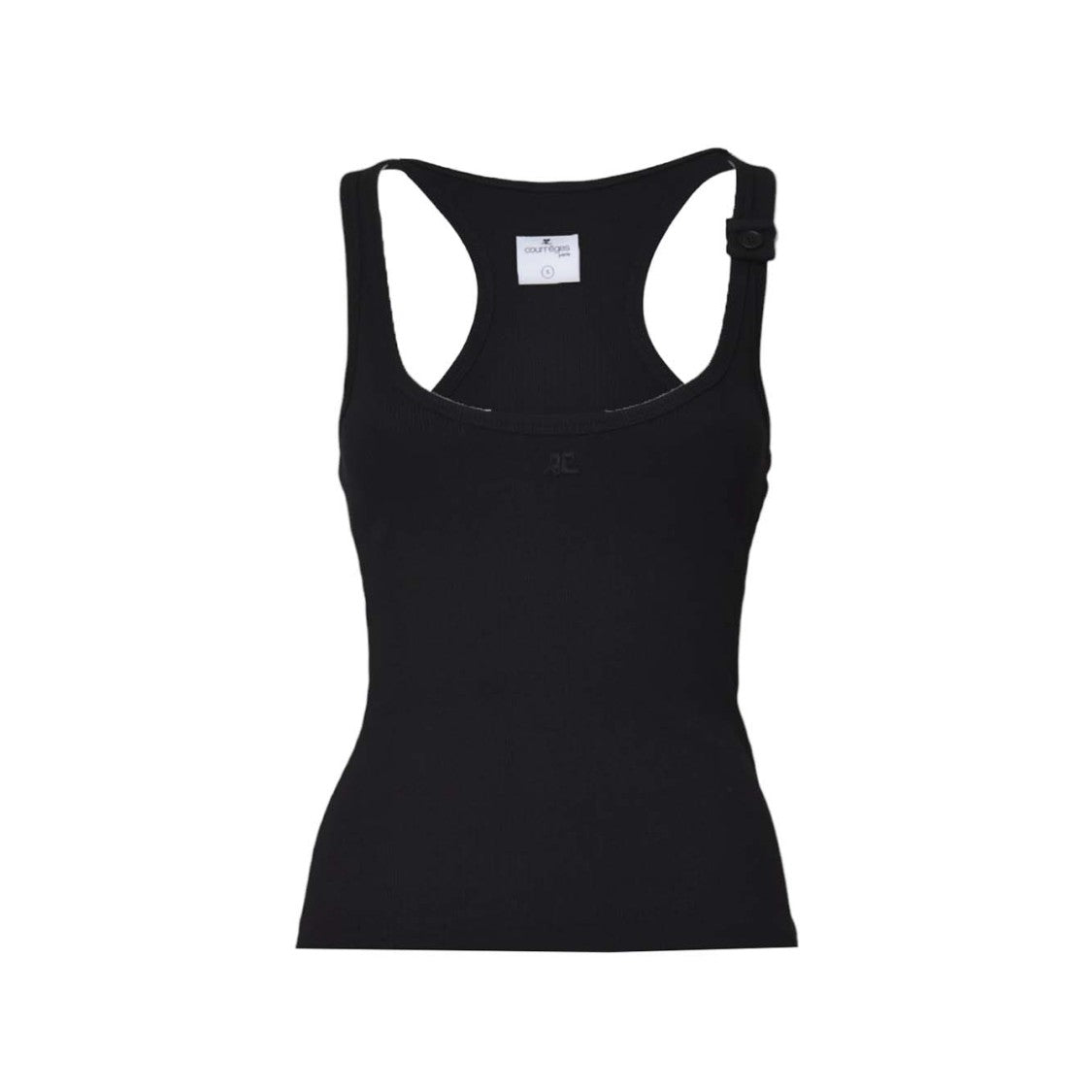Courrèges 90's Ribbed Buckle Top Black