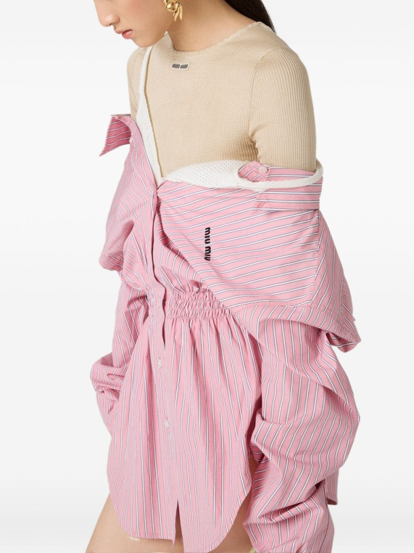 Miu Miu Striped Poplin Fitted Shirt Dress