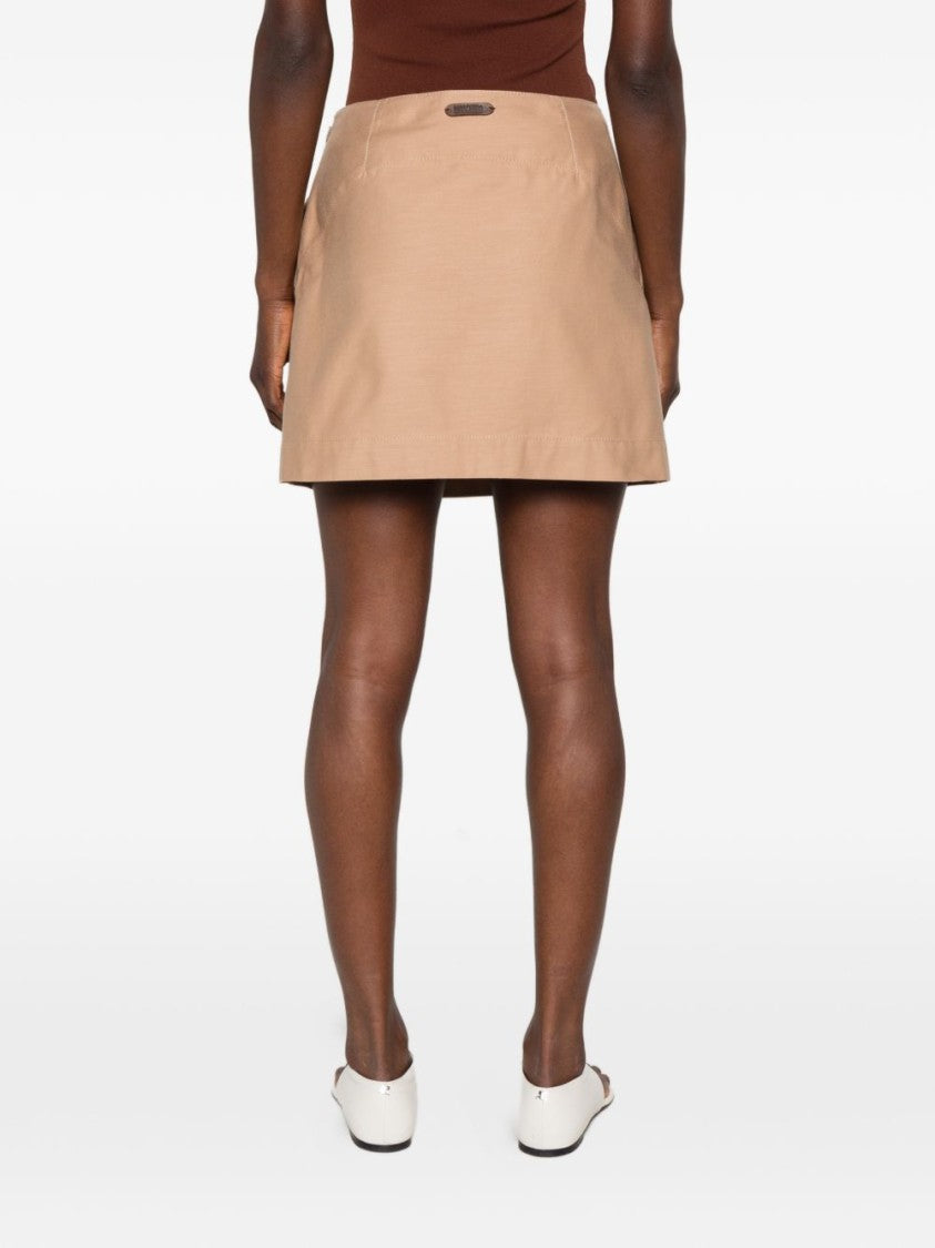Moschino Beige Cotton Twill Bow Detail Skirt
