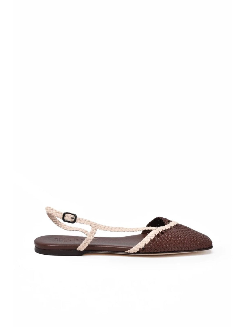 Hereu Brown Artisanal Woven Leather Strappy Sandals