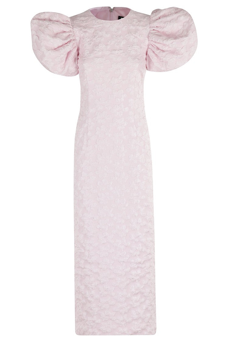 Rotate Jacquard Midi Puffy Dress