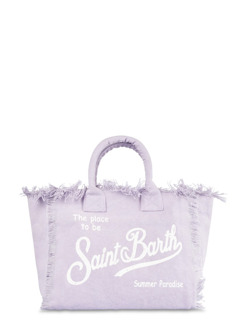 Mc2 Saint Barth Spacious Fabric Shoulder Bag With Fringed Edges