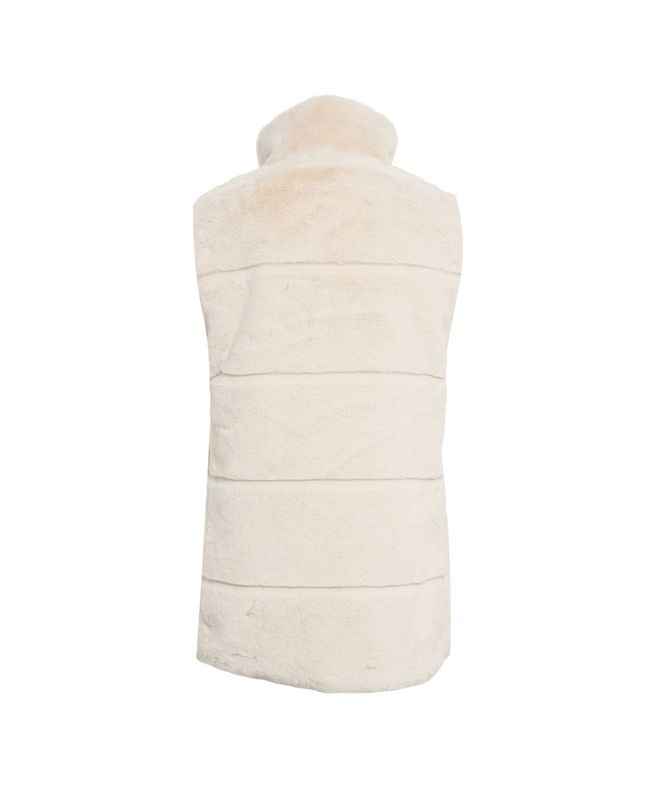 Save The Duck Thigh-Length Faux Fur Gilet With Plumtech Padding
