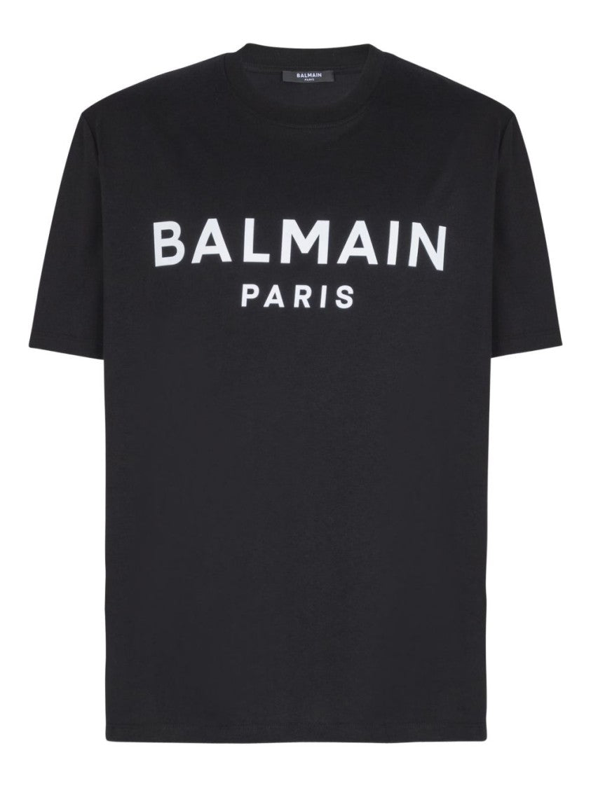 Balmain Black Silk And Nylon Logo T-Shirt