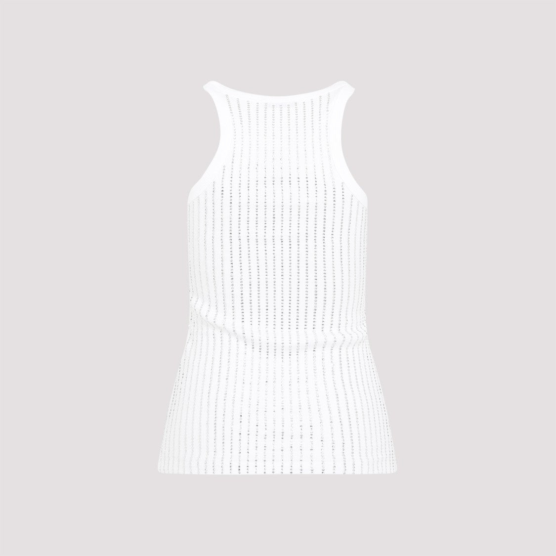 The Attico White Crystal Cotton Ribbed Jersey Tank