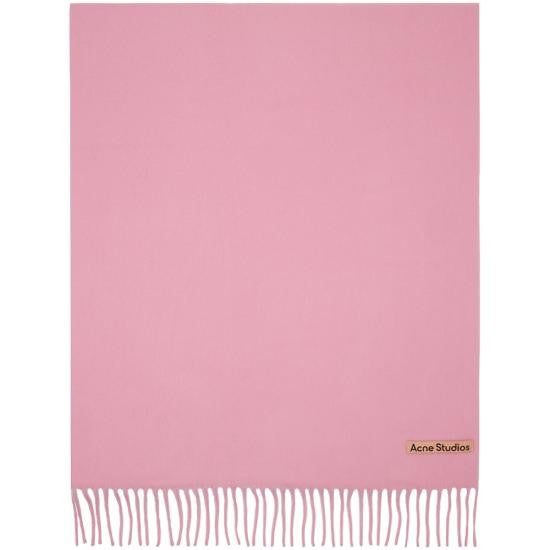 Acne Studios Pastel Pink Wool Scarf With Fringe Detail