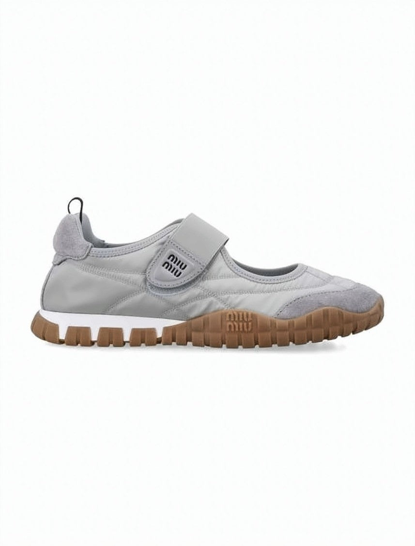 Miu Miu Technical Fabric And Suede Ballet Flats