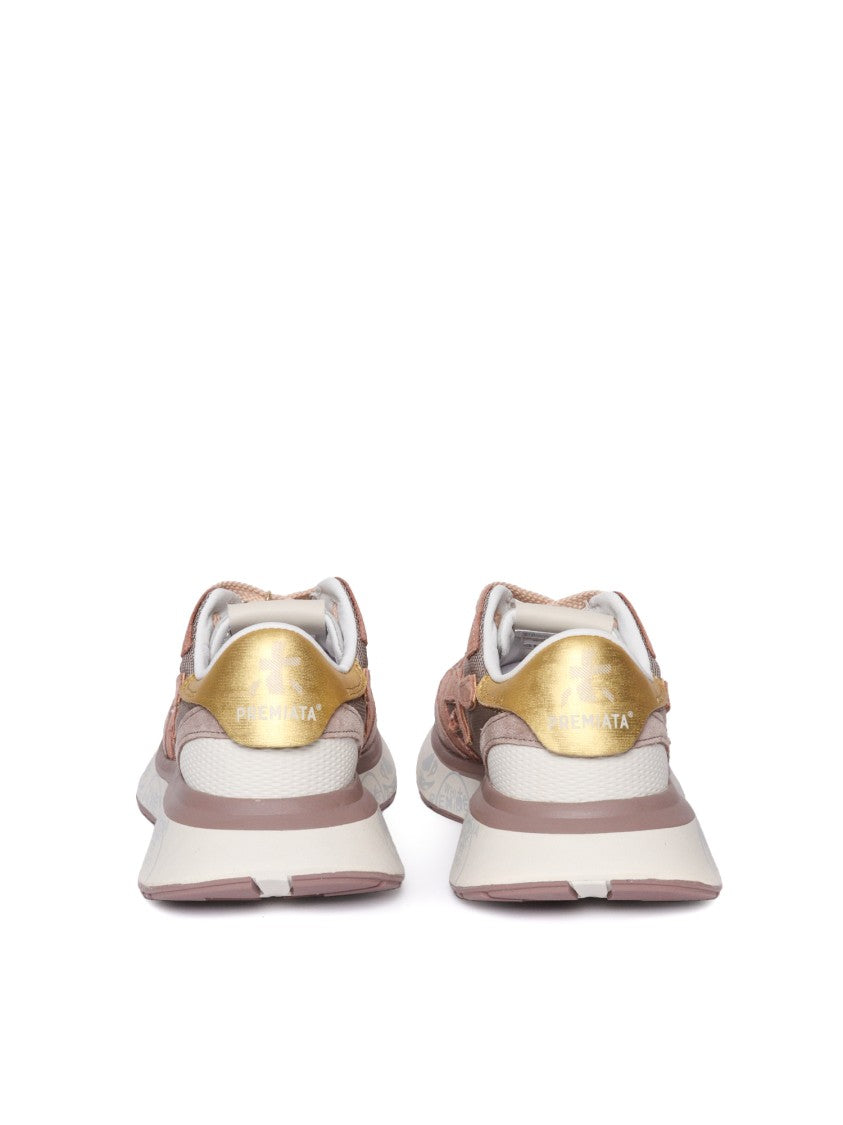 Premiata Layered Textured White Sneakers With Durable Sole