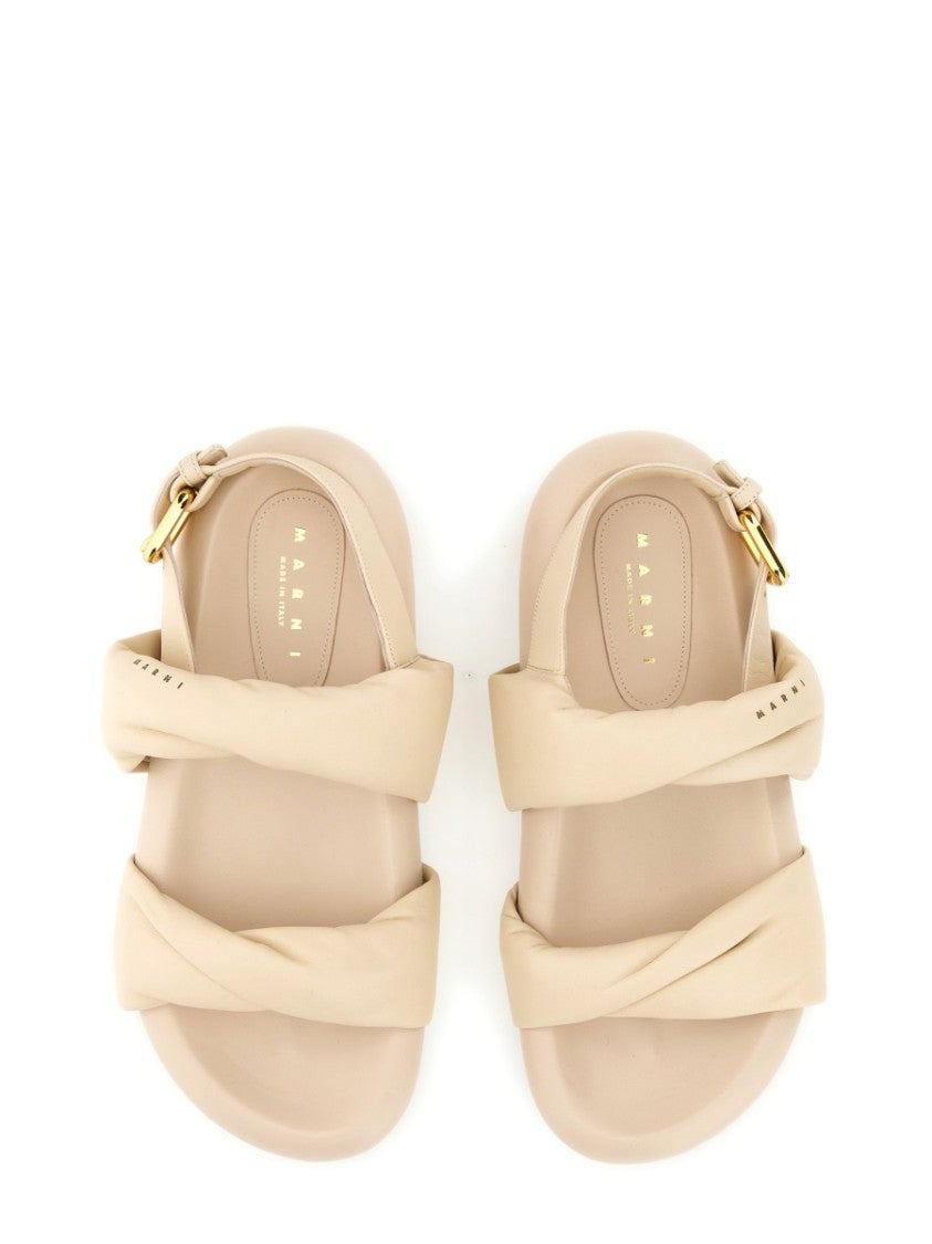 Marni Knotted Design Leather Sandals With Adjustable Buckle