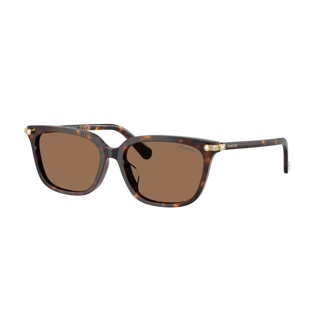 Swarovski 0Sk6064d Rectangular Tortoiseshell Sunglasses With Gold Accents