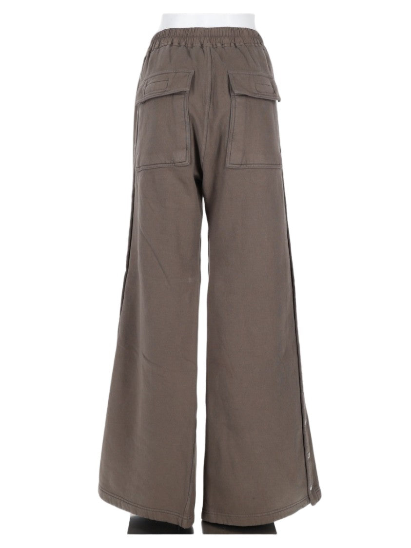 Drkshdw By Rick Owens Wide-Leg Charcoal Trousers With Elastic Waistband And Snap Button Details