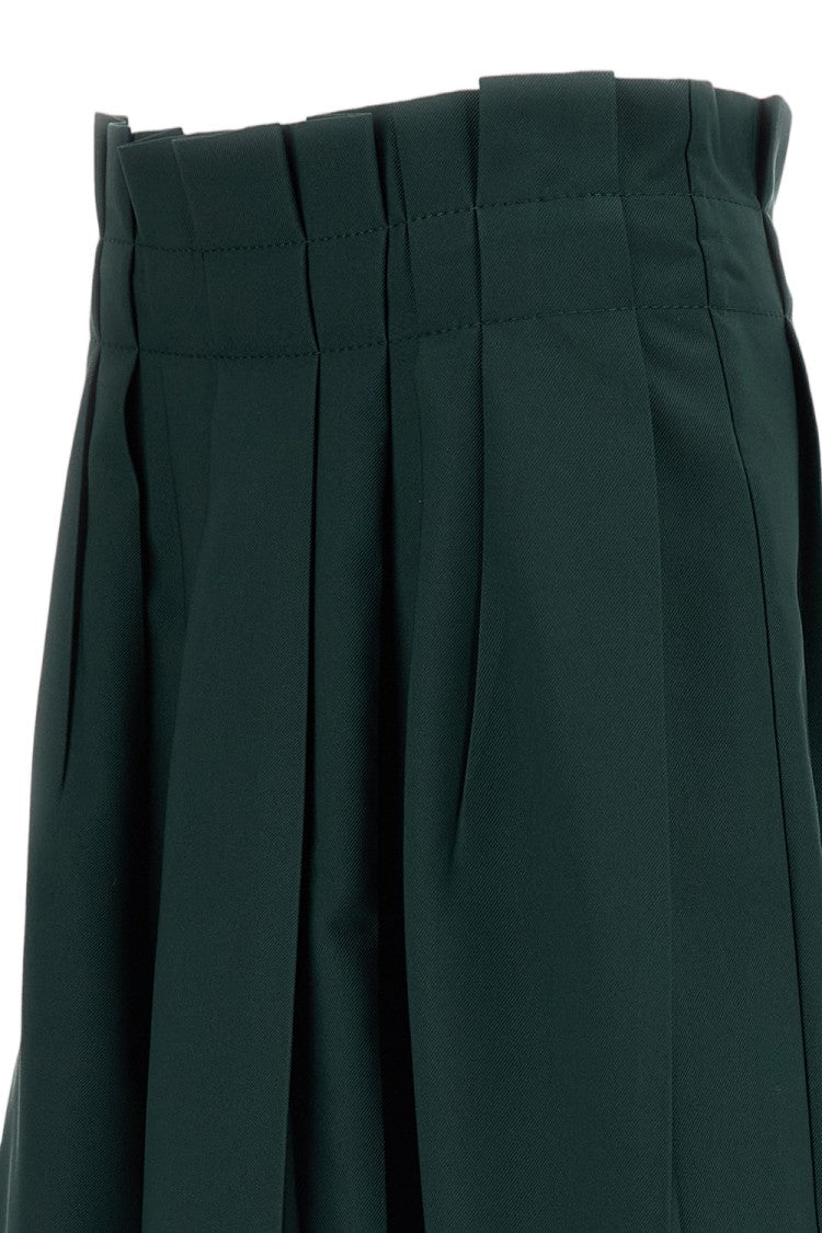 Marni Green Pleated Fabric Midi Skirt