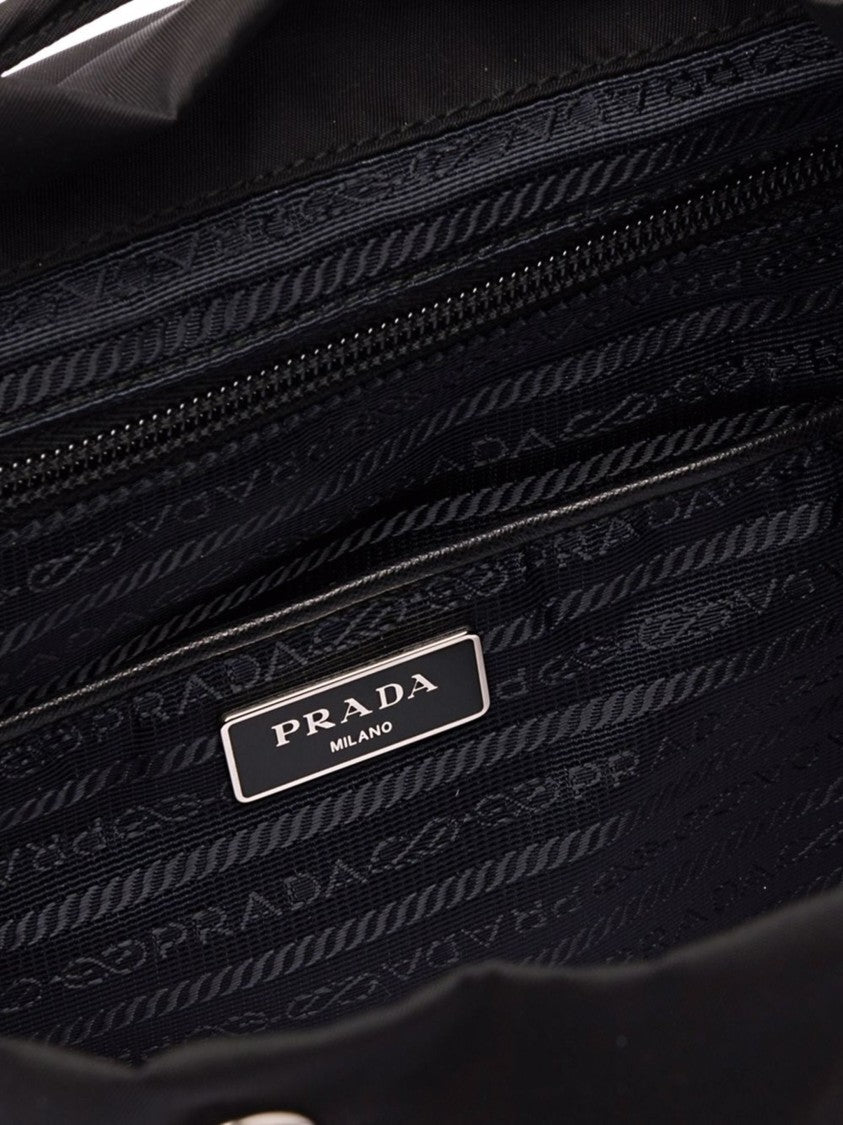 Prada Small Black Re-Nylon Backpack With Buckle Closure