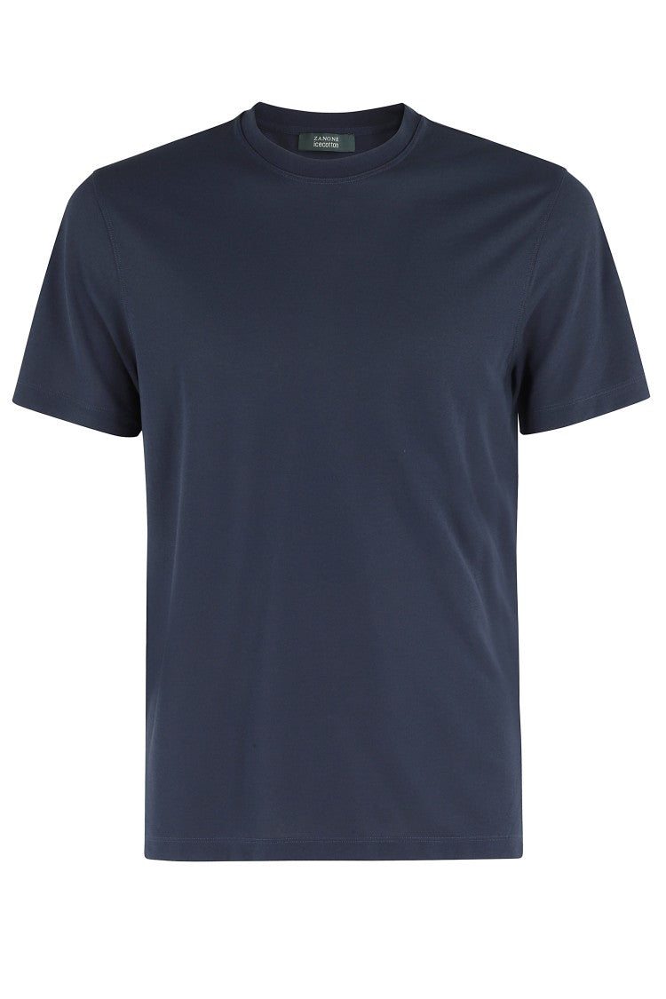 Zanone Round Neck Short-Sleeve T-Shirt In Open Blue