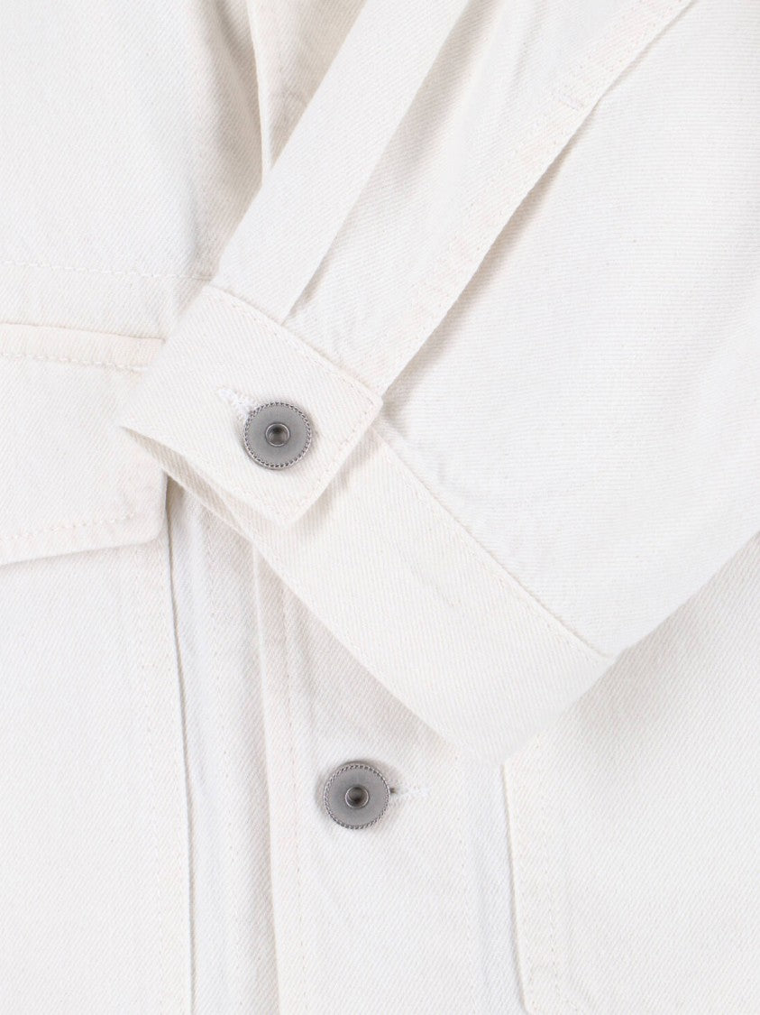 Lemaire White Cropped Trucker Cotton Jacket