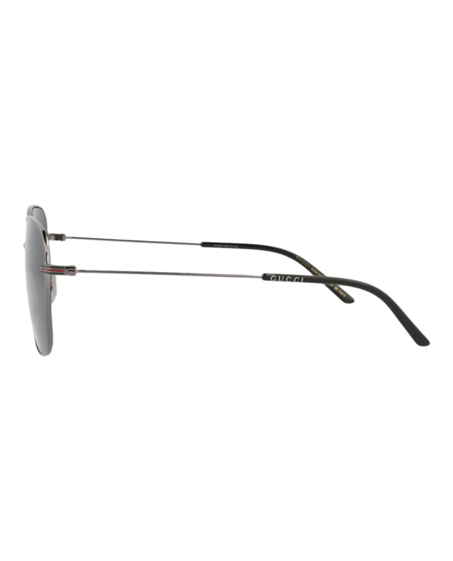 Gucci Square-Frame Metal Sunglasses With Adjustable Nosepads And Protective Case