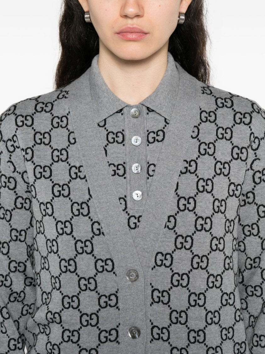Gucci Reversible Gg Wool Jacquard Cardigan