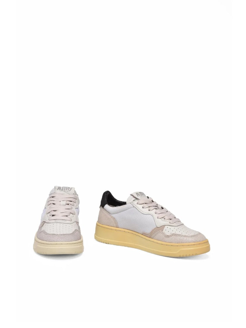 Autry Beige/Black Low-Top Leather Sneakers