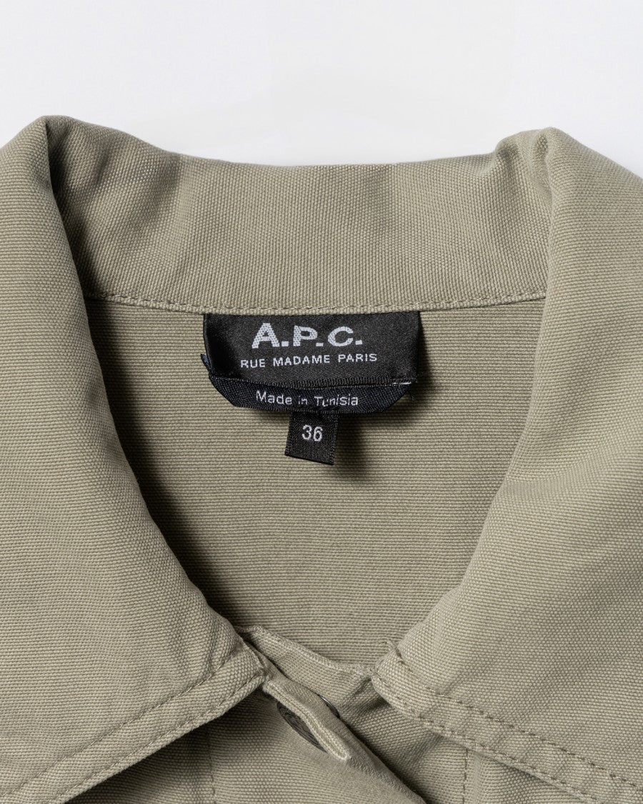 A.P.C. Heavyweight Off-White Canvas Jacket With Classic Collar