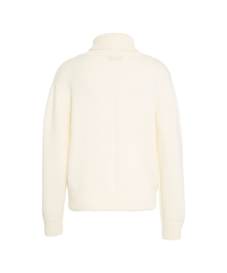 Add High-Neck Merino Wool Sweater With Ribbed Details
