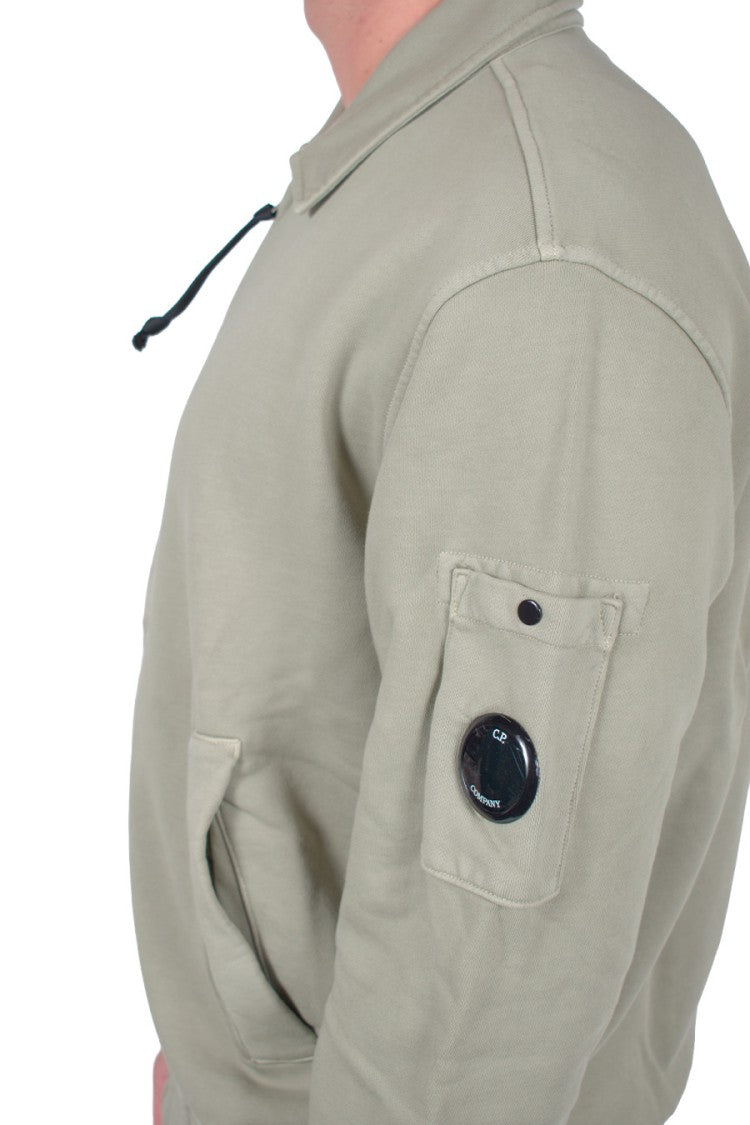C.P. Company Sage Green Lens Detail Collared Cotton Sweatshirt