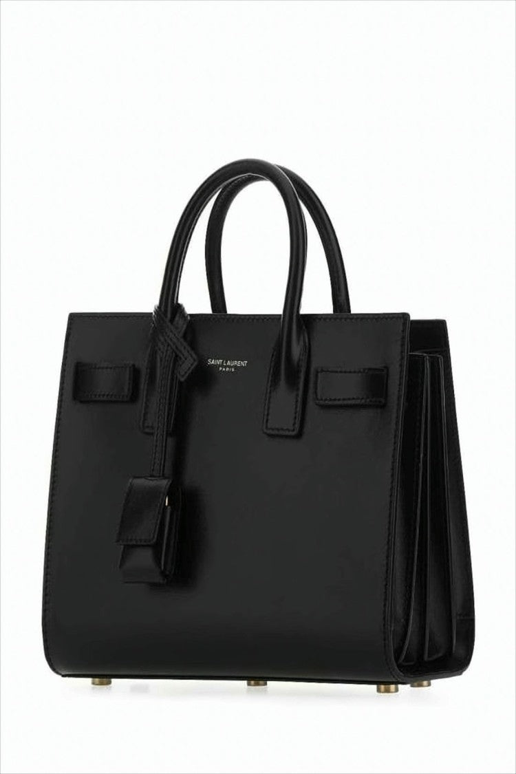 Saint Laurent Smooth Calfskin Leather Tote Bag With Dual Handles