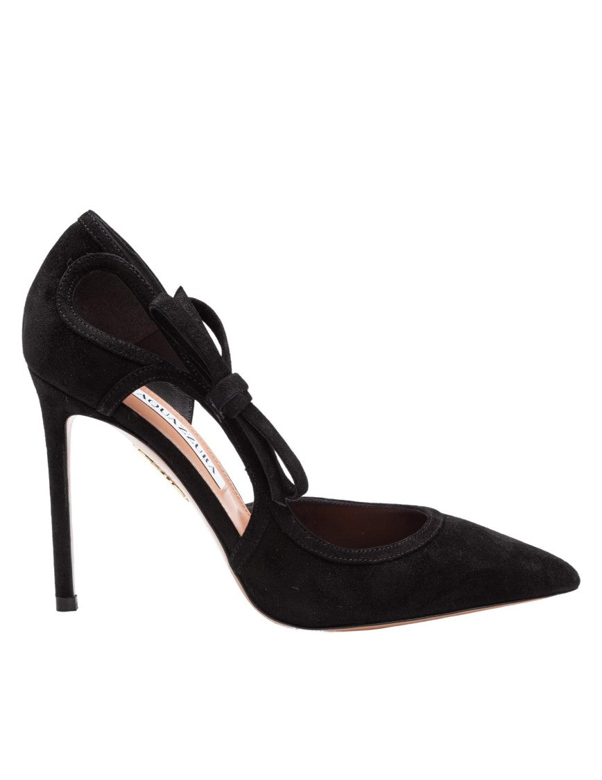 Aquazzura Black Soave 105 Suede Pumps
