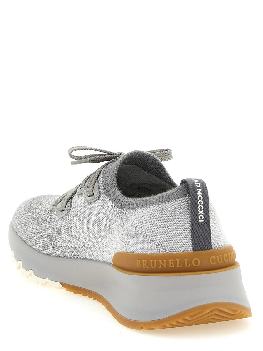 Brunello Cucinelli Low Profile Knitted Sneakers With Textured Upper