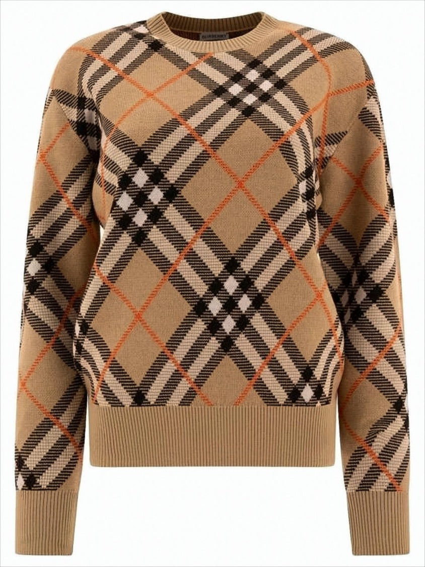 Burberry Classic Check Sweater With Ribbed Cuffs