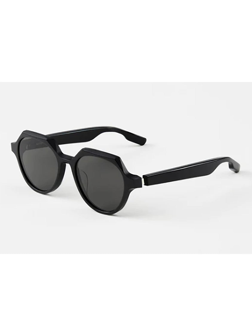 Aether Audio Eyewear Octagonal Black Acetate Sunglasses With Dark Grey Lenses