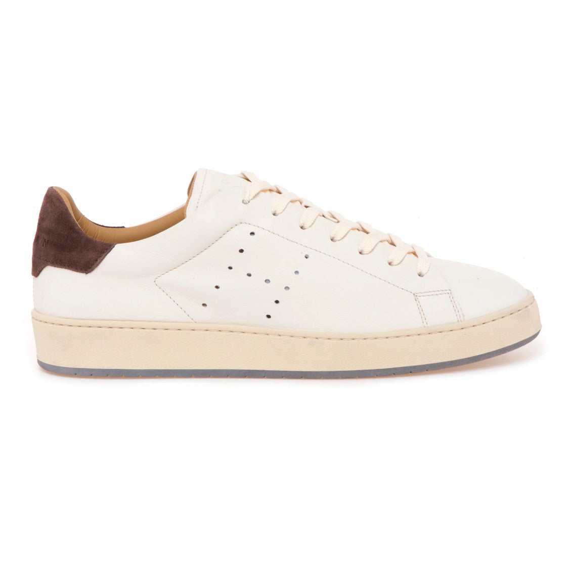 Hogan Off-White Leather Low-Top Sneakers With Suede Heel Tab