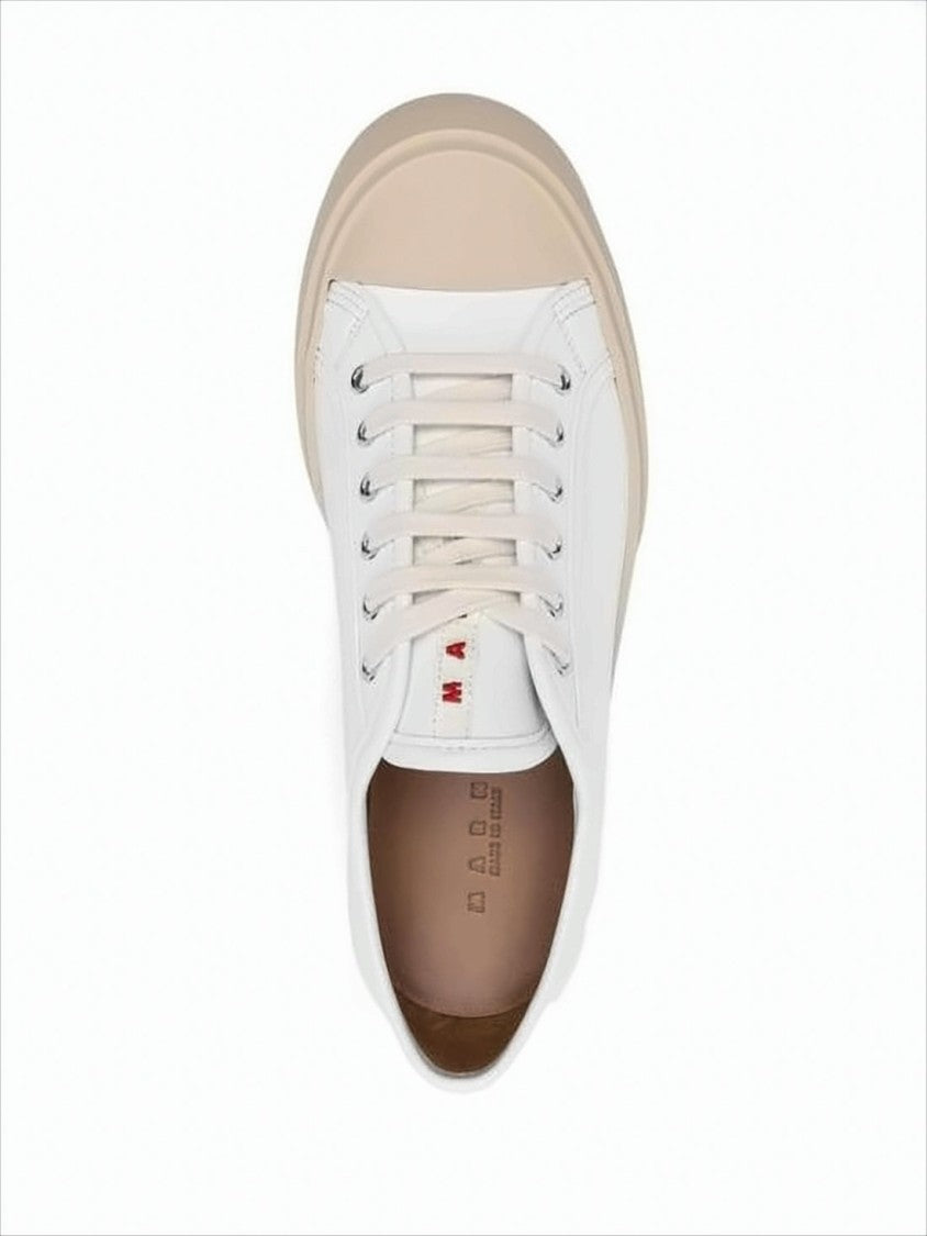 Marni Low-Top Sneakers With Smooth White Leather And Elevated Sole