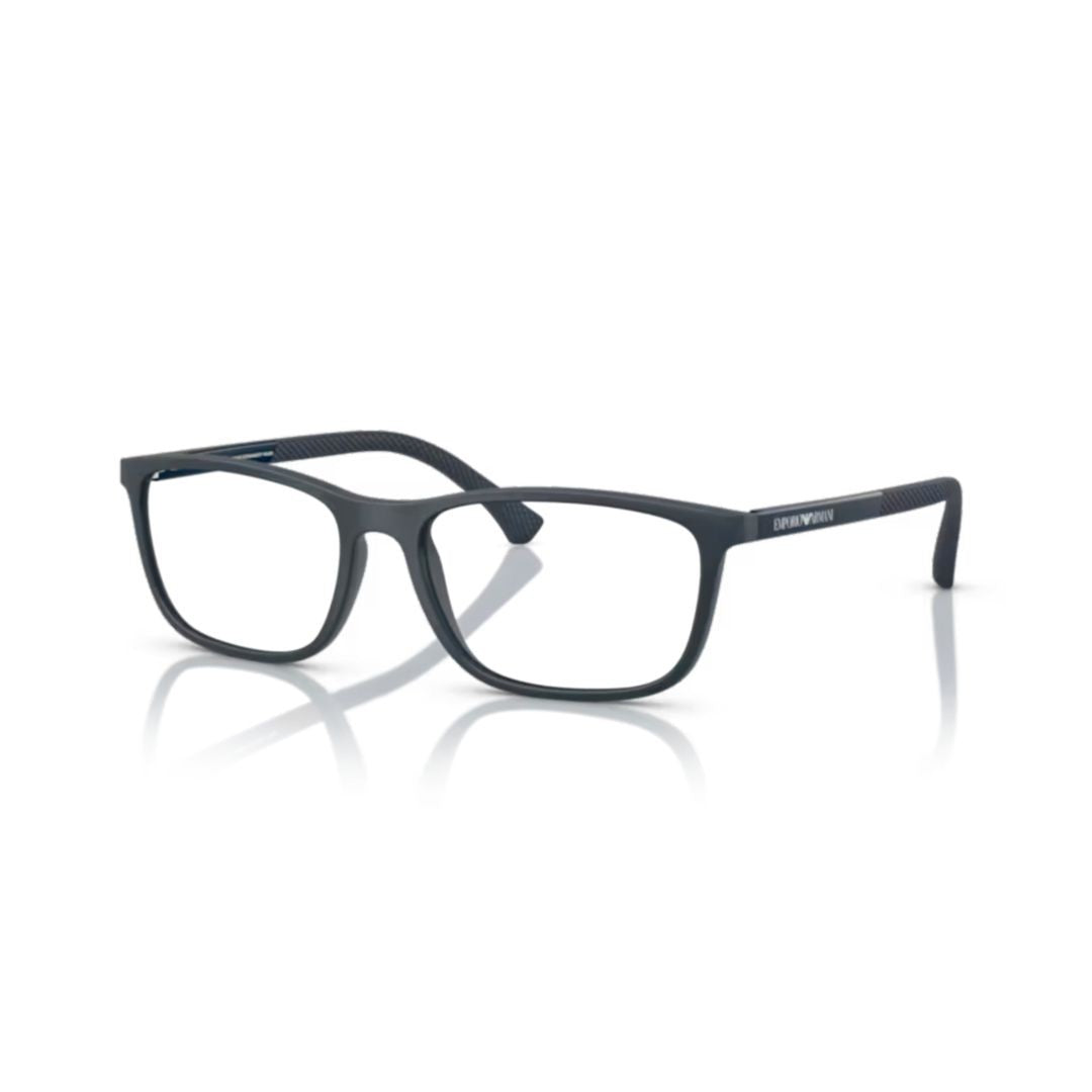Emporio Armani 0Ea3069 Rectangular Matte Black Eyeglasses With Textured Temples