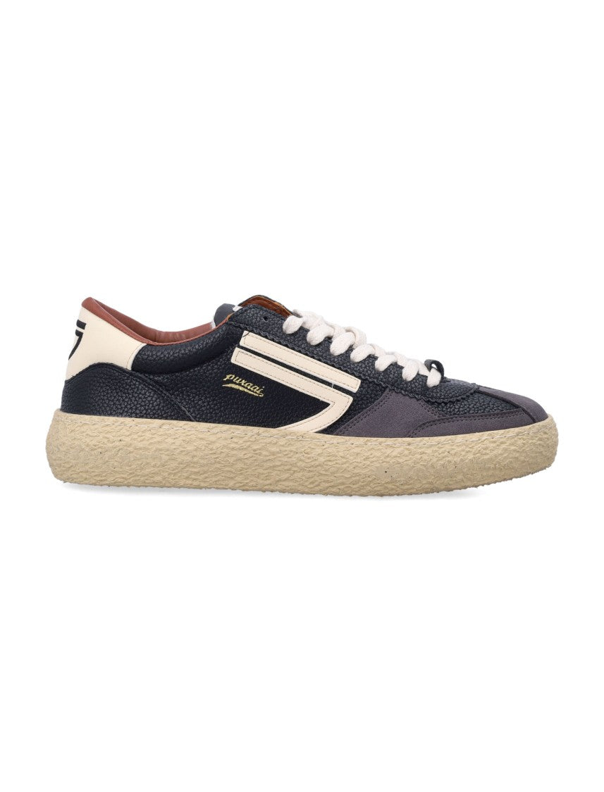 Puraai Vintage Suede Contrast Leather Sneakers