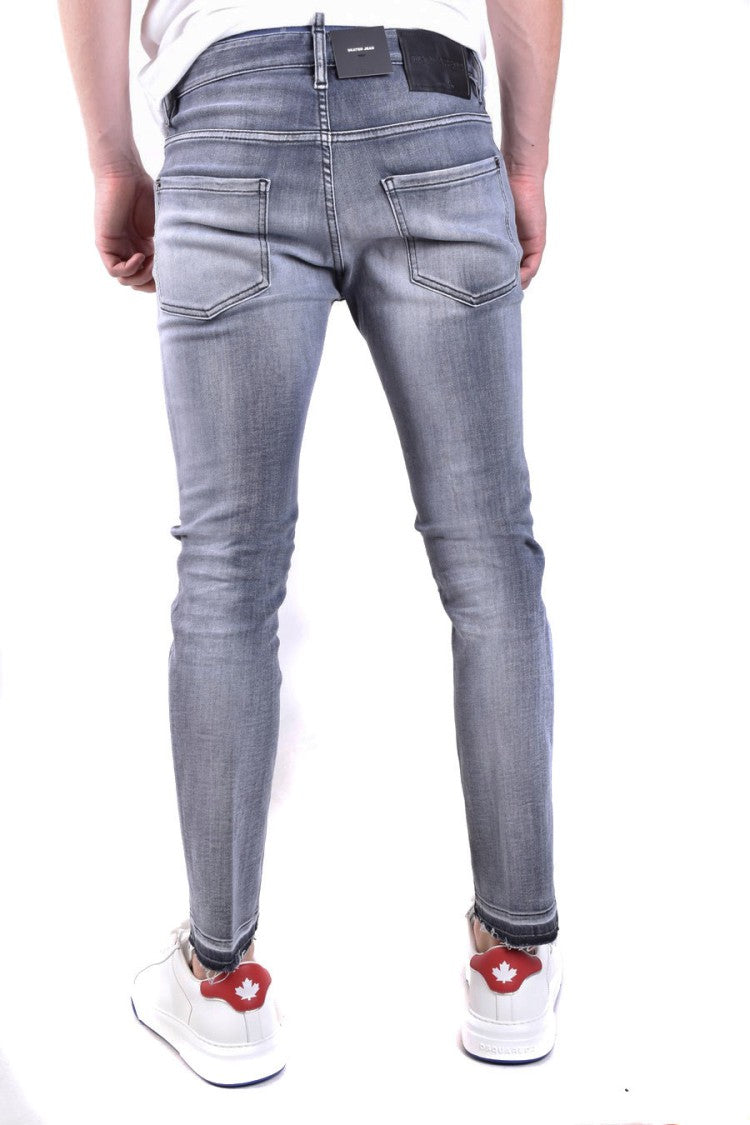Dsquared2 Grey Faded Cotton Blend Jeans