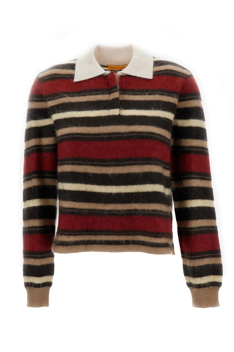 Guest In Residence Multicolor Grizzly Striped Cropped Rugby Cashmere Sweater