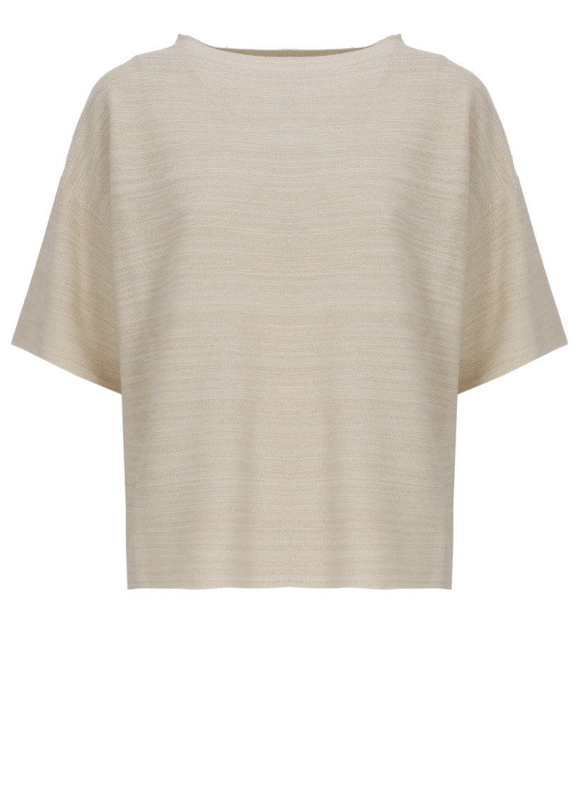 Fabiana Filippi Beige Lurex Short Sleeve Top