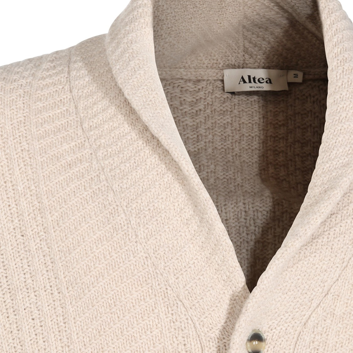 Altea Textured Knit Shawl Collar Button-Down Sweater