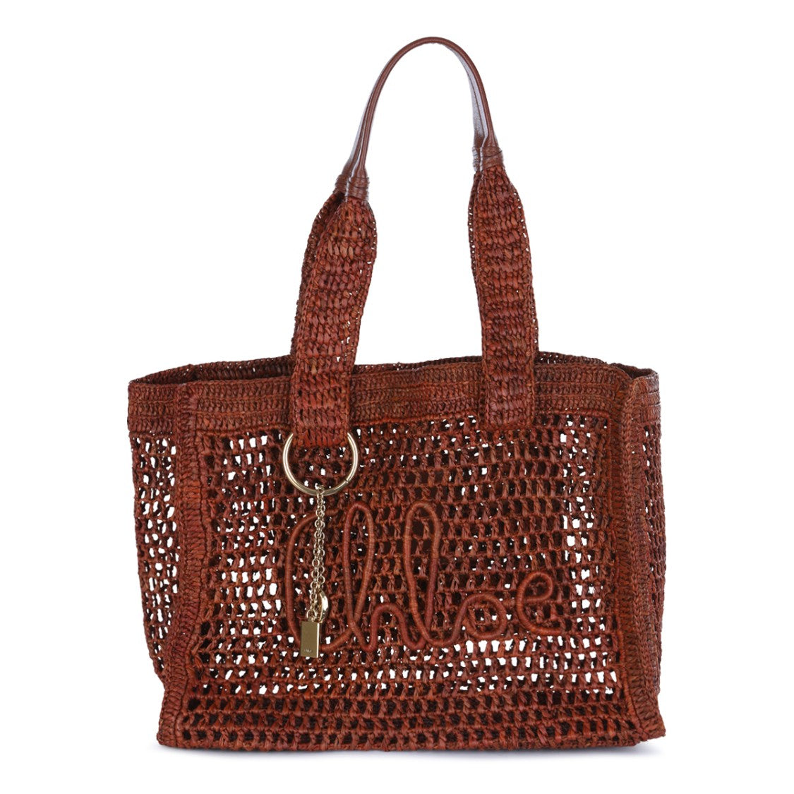 Chloé Clay Brown Raffia Summer Banana Top Handle Bag