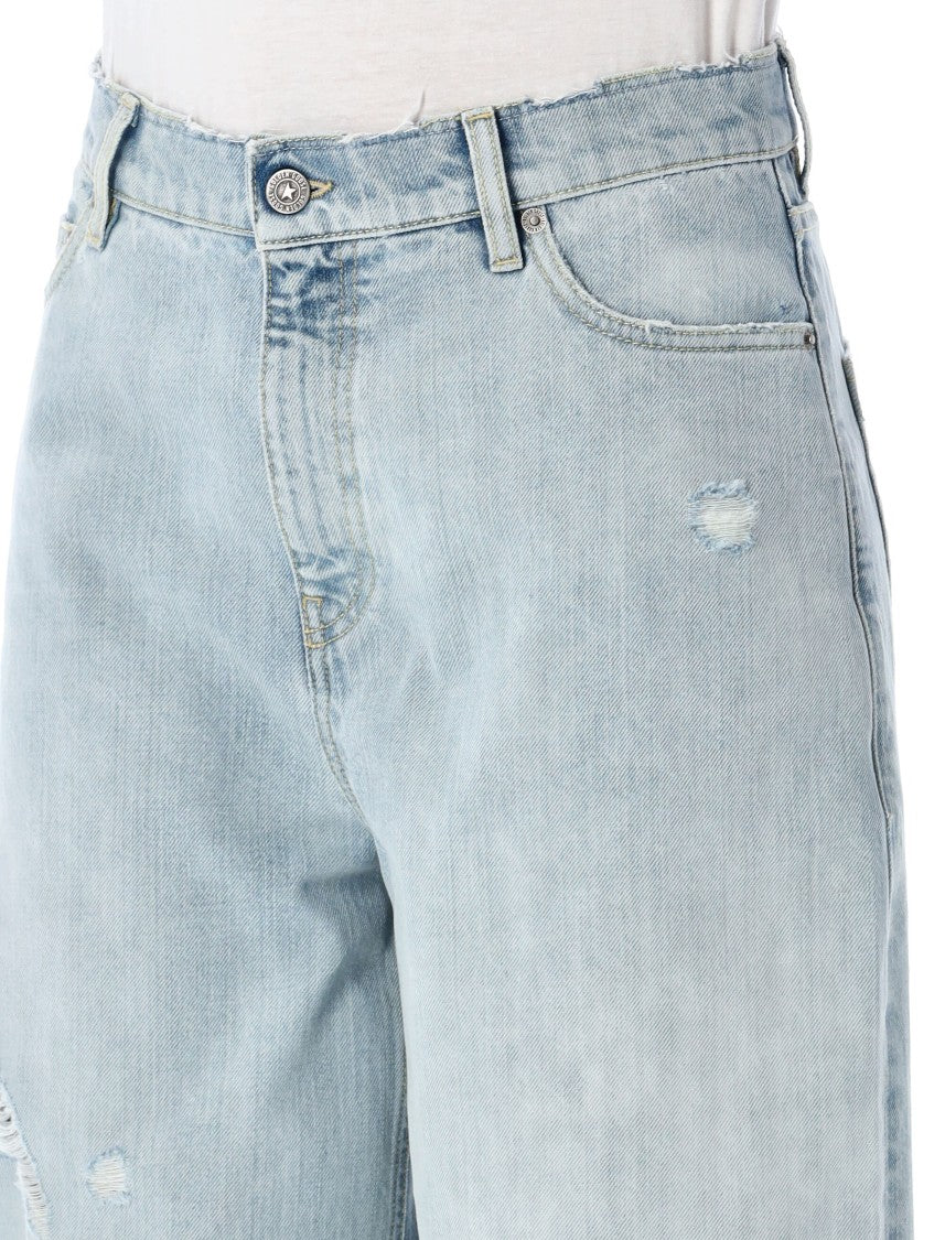 Golden Goose Relaxed Boyfriend Denim Pants With Distressed Finish