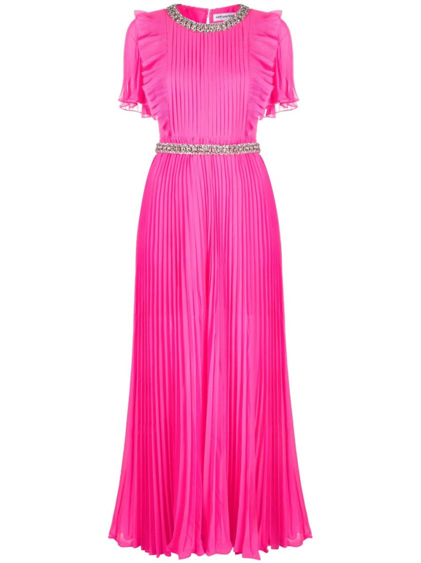 Self-Portrait Maxi Dress With Pleated Fabric