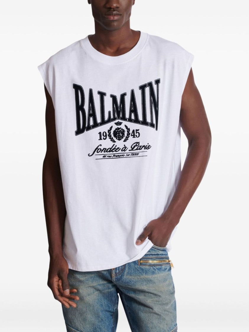 Balmain Sleeveless Silk And Nylon Graphic T-Shirt