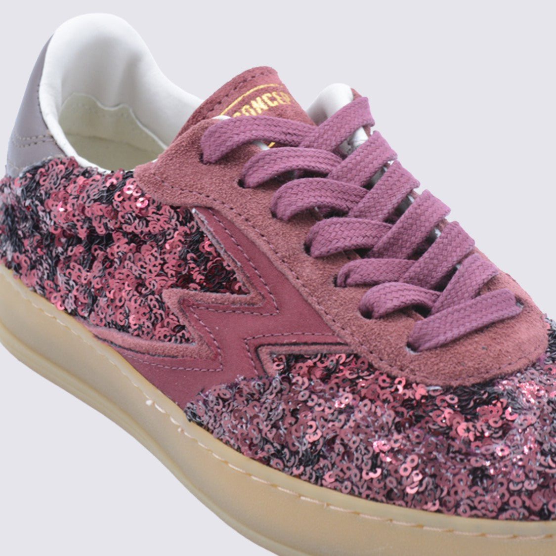 Moaconcept Bordeaux Sneakers From Moaconcept Featuring Round Toe, Cotton Laces Fastening, Paillettes And Rubbel Sole.