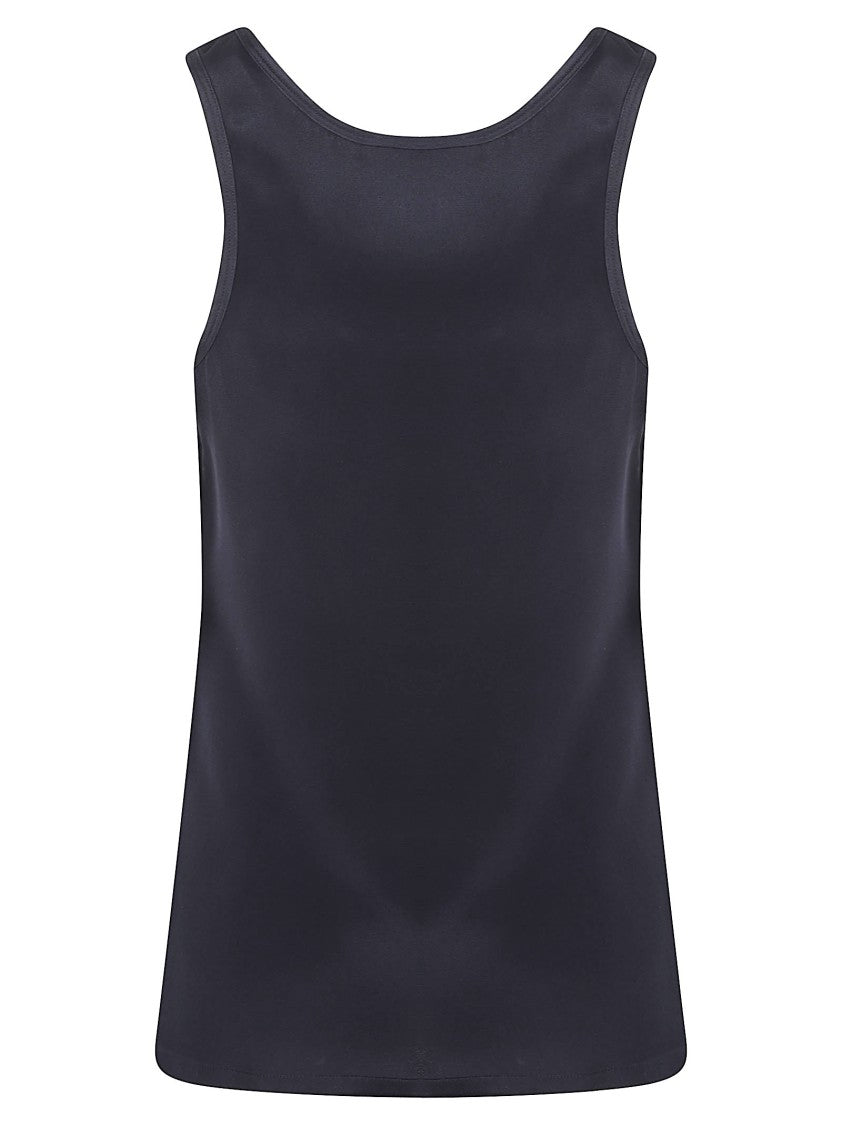 Max Mara Lustrous Silk Sleeveless Top With Classic Round Neckline