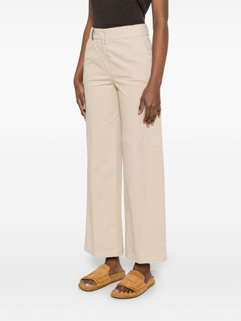 Peserico Wide-Leg Beige Trousers With High Waist