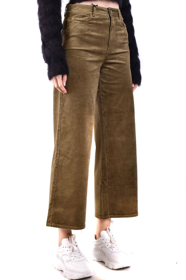 Paige High-Waisted Wide-Leg Cropped Textured Pants
