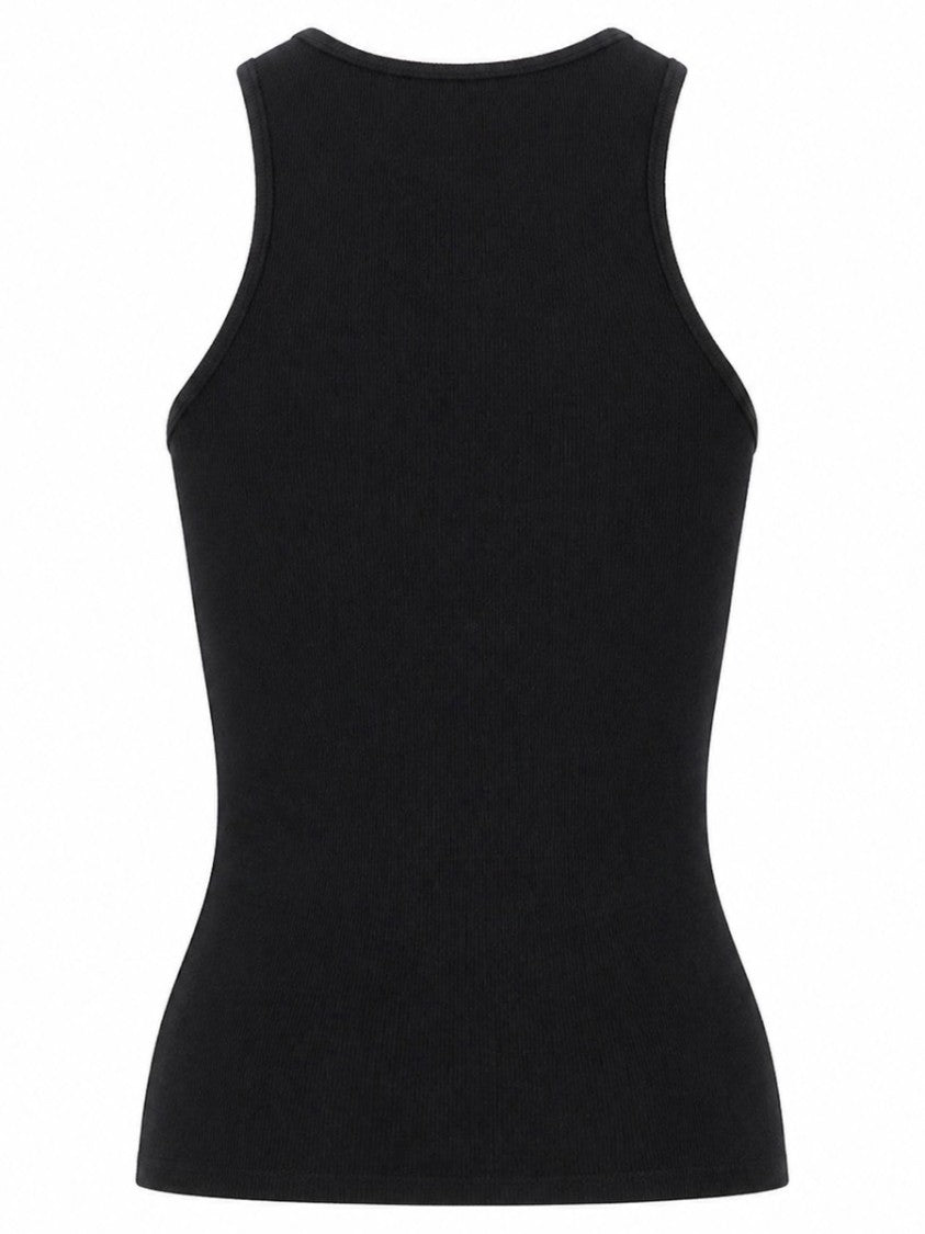 Vivienne Westwood Top Con Logo Ribbed Cotton Tank