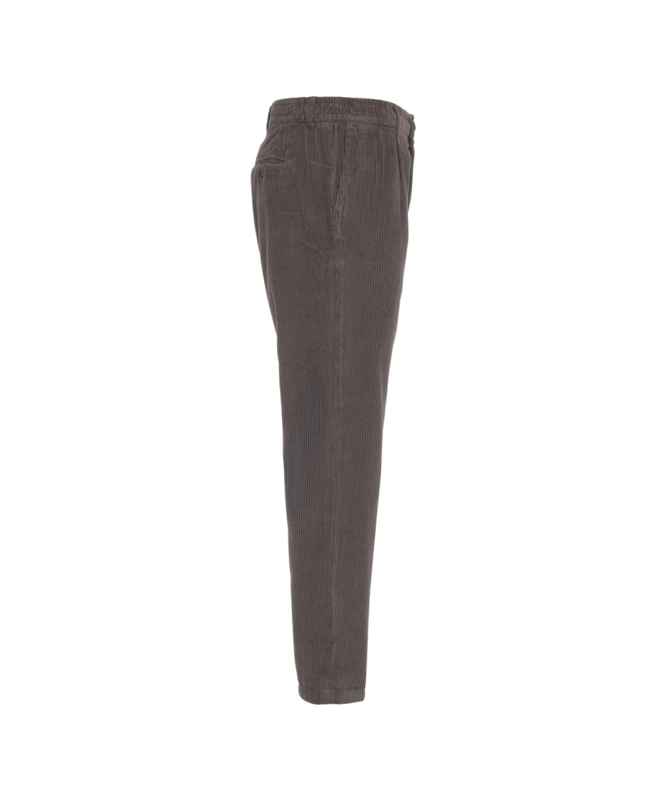 Cruna Brown Corduroy Trousers With Marked Pleats