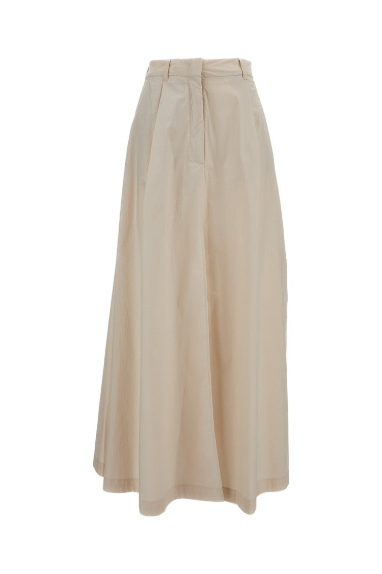 The Latest Long Cotton Skirt With Pleats And Side Slits