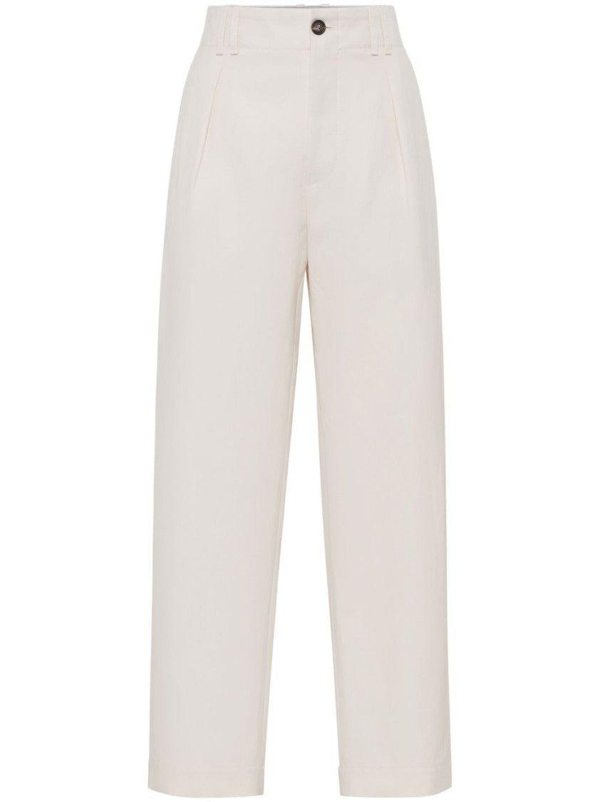 Brunello Cucinelli White Trousers With Concealed Fly